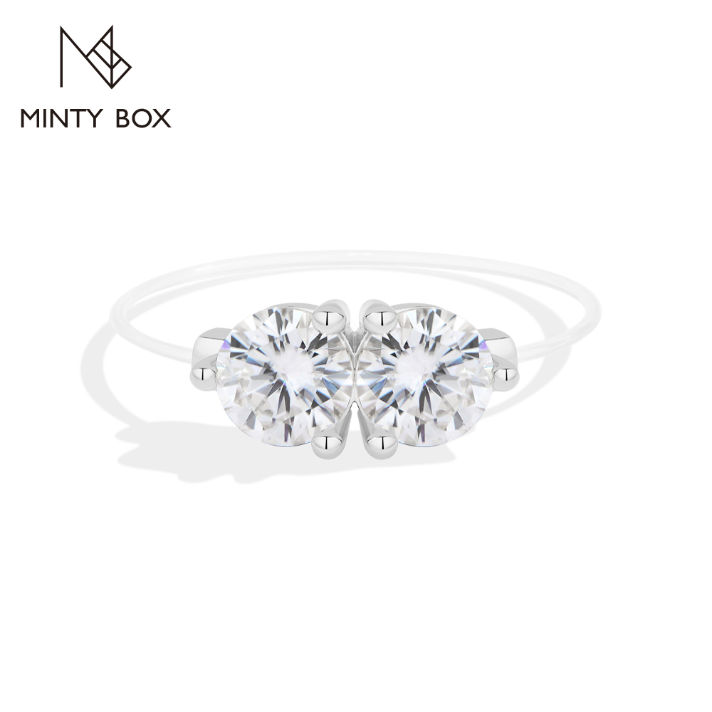 Fishing Line Box - MINTYBOX Round Cut Two Moissanite Rings