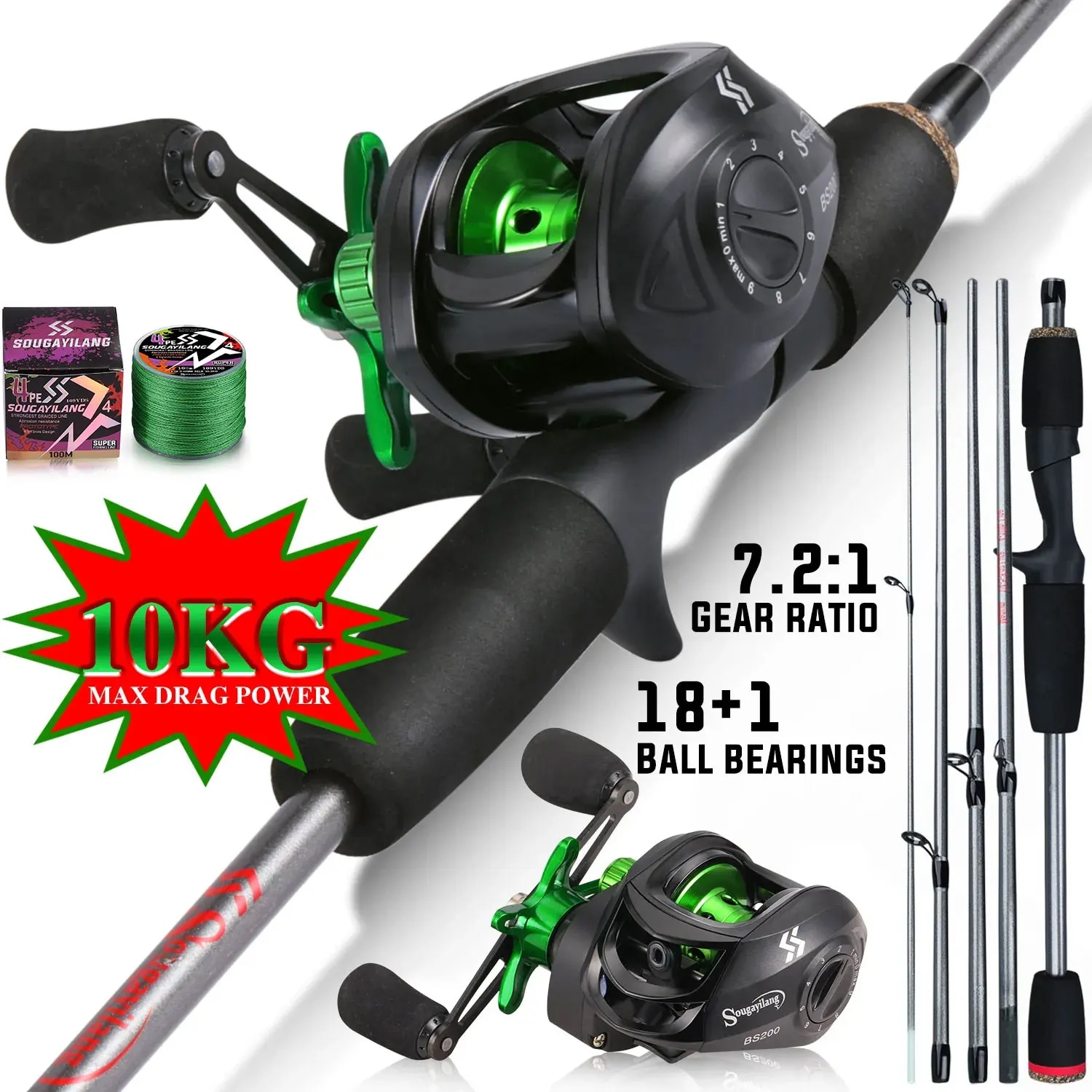 Fishing Line Spooler - Sougayilang Fishing Rod Combo 1.7m Carbon